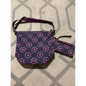 Vera Bradley Hobo Bag Wristlet Lilac Medallion Retired Purple Quilted Set